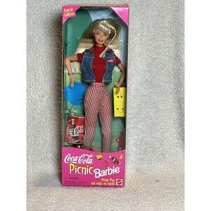 1997 Mattel Coca Cola Picnic Barbie! NEW NRFB Blonde w/mini-braid coke